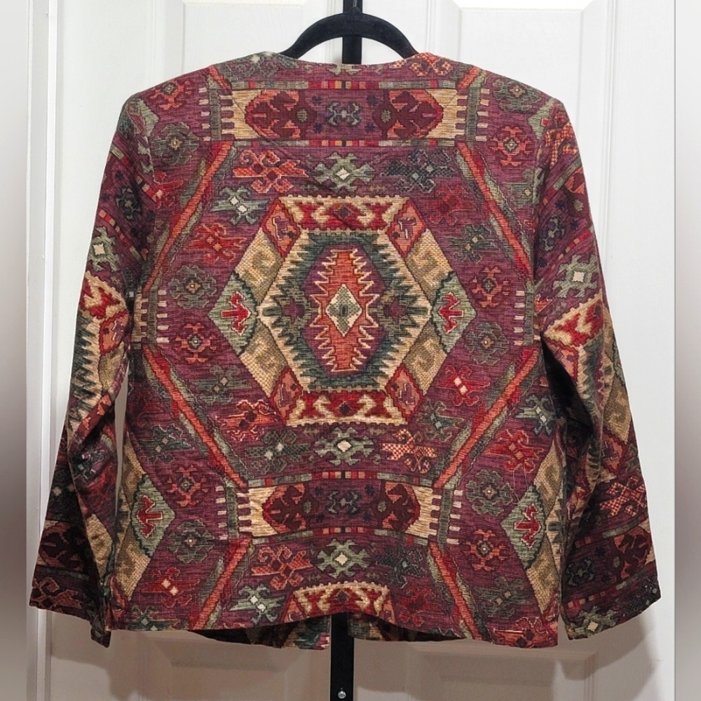 Coldwater Creek Vintage 90s Native American Southwestern Design Crop Jacket - Picture 2 of 6